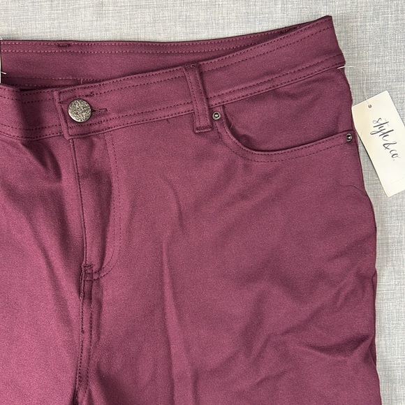 Style & Co Berry Ponte Knit Ultra Skinny Pants Regular Size 6 Plus Size 16 & 18 - Picture 3 of 6